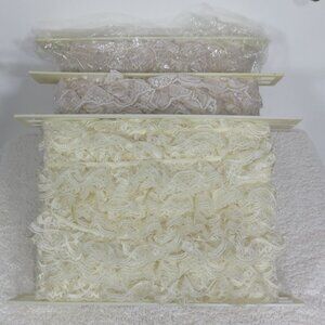 NEW Sew Easy Lace Lot of 3 Bolts APX 150 Yards Rose Ruffles 2 Different Colors